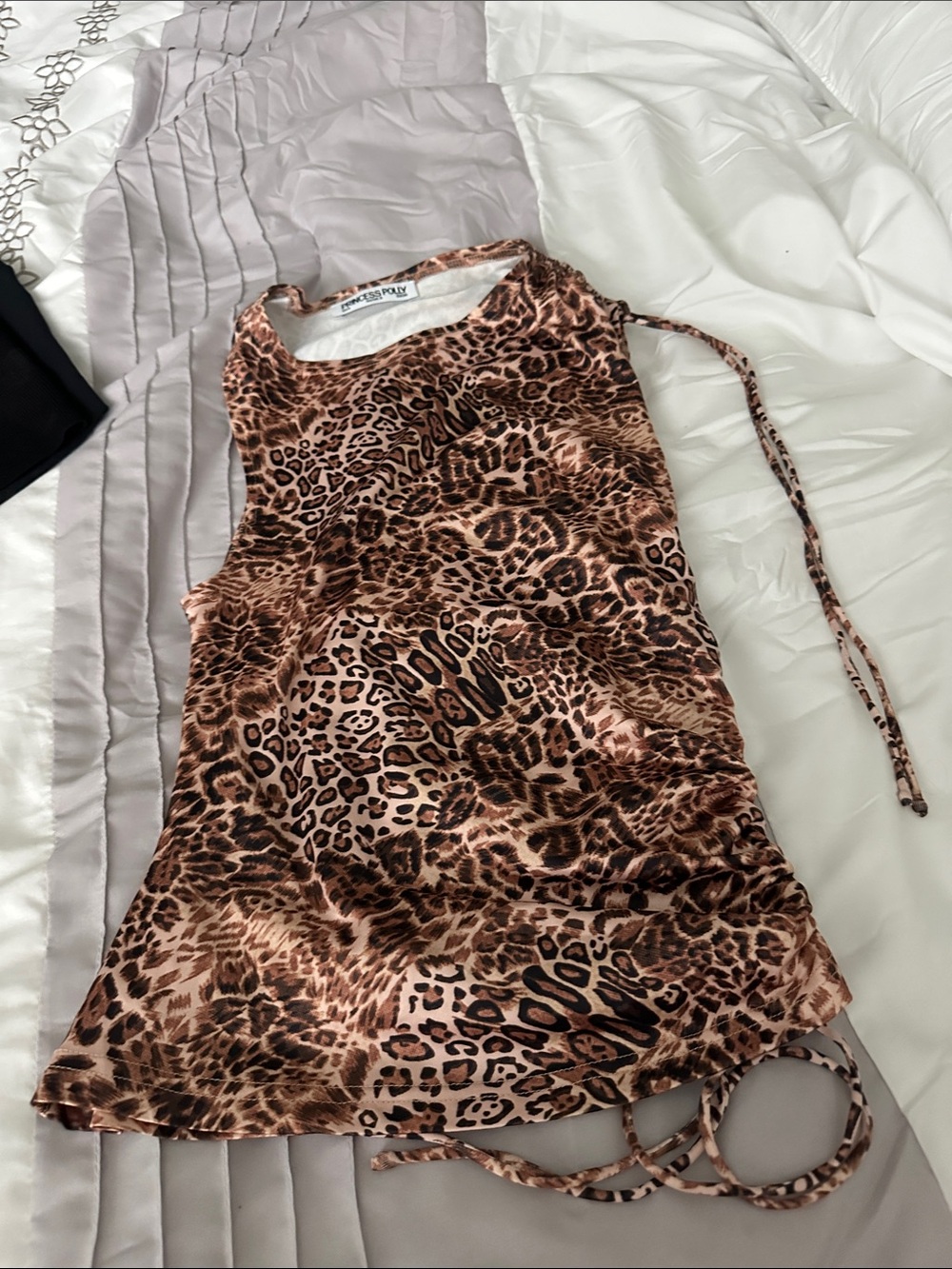 Princess Polly Beige and Brown Leopard Trim Top